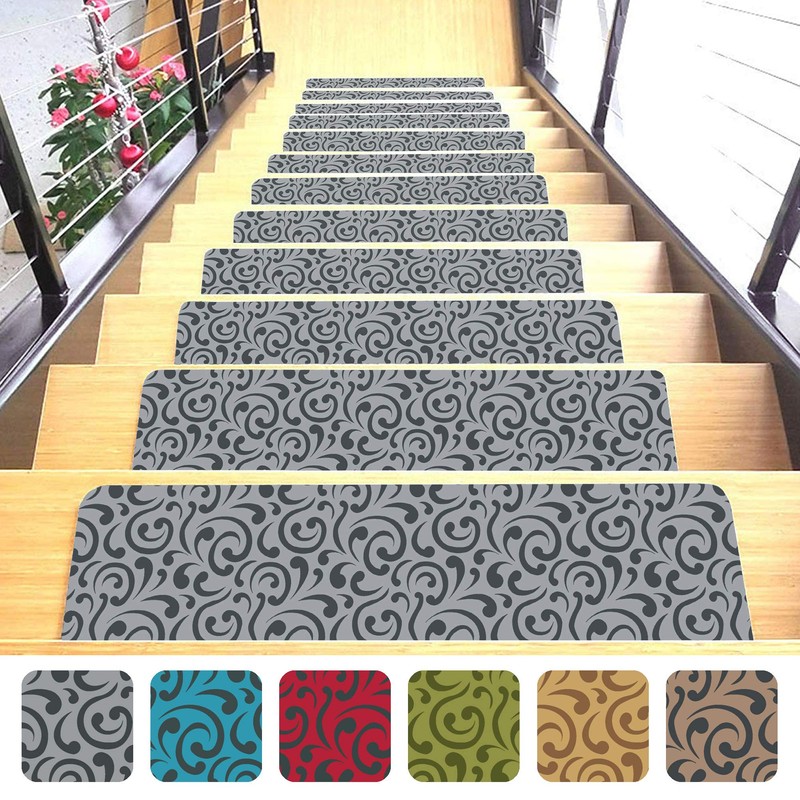 Stair Treads Ultra-Thin with Non Slip Rubber Backing 9”x26”, Gray