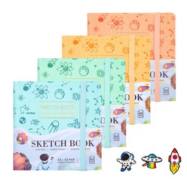 4 Pack Set Watercolor Sketch Book for Kids 120LB/200GSM 4.5"X 4.5" Cute Small Sketchbook for Drawing Hardcover Sketch Pad for Kids,Student