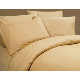 1000 Thread Count Four (4) Piece California King Size Gold Stripe Bed Sheet Set, 100% Egyptian Cotton, Premium Hotel Quality