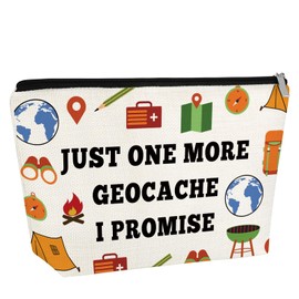 Traveler Gift Makeup Bag World Travel Accessories for Women Geocache Gifts for Daughter Sister Friend BFF Gift Cosmetic Bag Unique Outdoor Lover Gifts for Geocacher Travel Pouch with Zipper