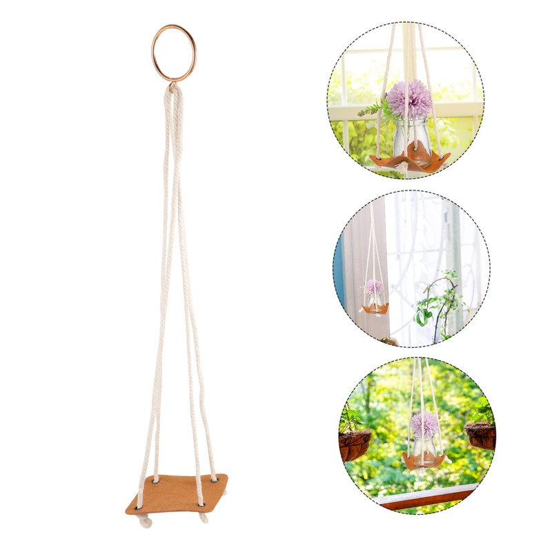 Kisangel Pu Leather Hanging Basket for Flowerpots Modern Planter Base