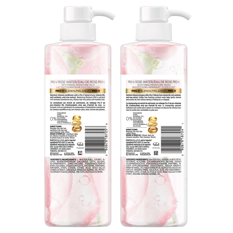 Pantene Sulfate Free Nourishing Shampoo and Conditioner Set with Rose
