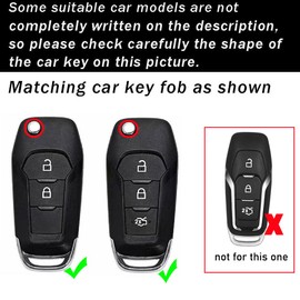ontto Flip Folding Key Fob Cover with Keychain Fit for Ford 3 Buttons Key Remote Car Key Case for EcoSport Escort Explorer F-150 F-250 F-350 F-450 F-550 Super Duty Mondeo Ranger Titanium Black