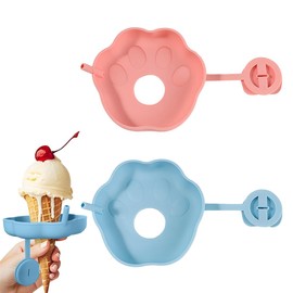 AYVRUOP 2 Stück Kinder Katzenpfoten Eiszapfenhalter, blau und rosa für Sommer Eiszapfen essen