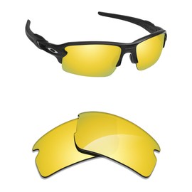Alphax 24K Gold Mirrored Polarized Replacement Lenses for Oakley Flak 2.0 OO9295 Sunglasses