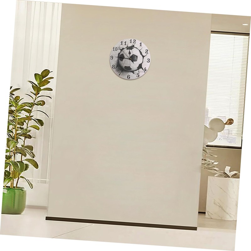 WOONEKY Silent Non Ticking Soccer Wall Clock Modern Decorative Analog
