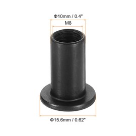 sourcing map M8 T-nuts, 10pcs Carbon Steel Hex Socket Head Insert Nut Screw Post Sleeve Nut for Furniture 18mm Height, Black