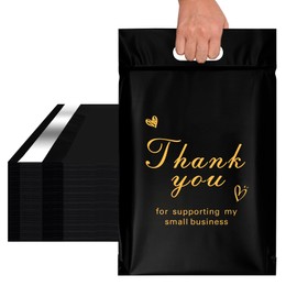 Jowlroel Thank You Poly Mailer with Handle, Waterproof and Tear-Resistant Shipping Bags for Clothing, 3mil Thick Strong Mailing Bags with Self-Seal, 10x13 Inch 25 PCS.