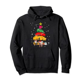 Santa Pig Christmas Tree Present Boxes Pigs Shape Farmer Pullover Hoodie