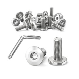 Wavanta 20 Pcs M5 Bolts, M5 x 12mm Flat Head Torx Bolts Screws, Furniture Screws, 304 Stainless Steel, Full Thread, with Torx Key