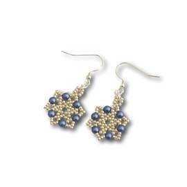 Silver and Midnight Blue Beaded Dangle Earrings