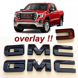 Auto GMC 2020+ GMC Sierra Denali HD Front & Rear GLOSS BLACK OVERLAY Emblems