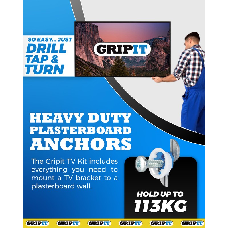 Gripit Blue Plasterboard Fixings - Pack of 8 - Heavy