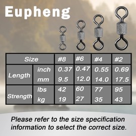 EUPHENG Anti-Slide Swivels Fishing Swivels Fishing Tackle Hook Line Connector Fishing Accessories for Saltwater Freshwater 100PCS 66LB #6