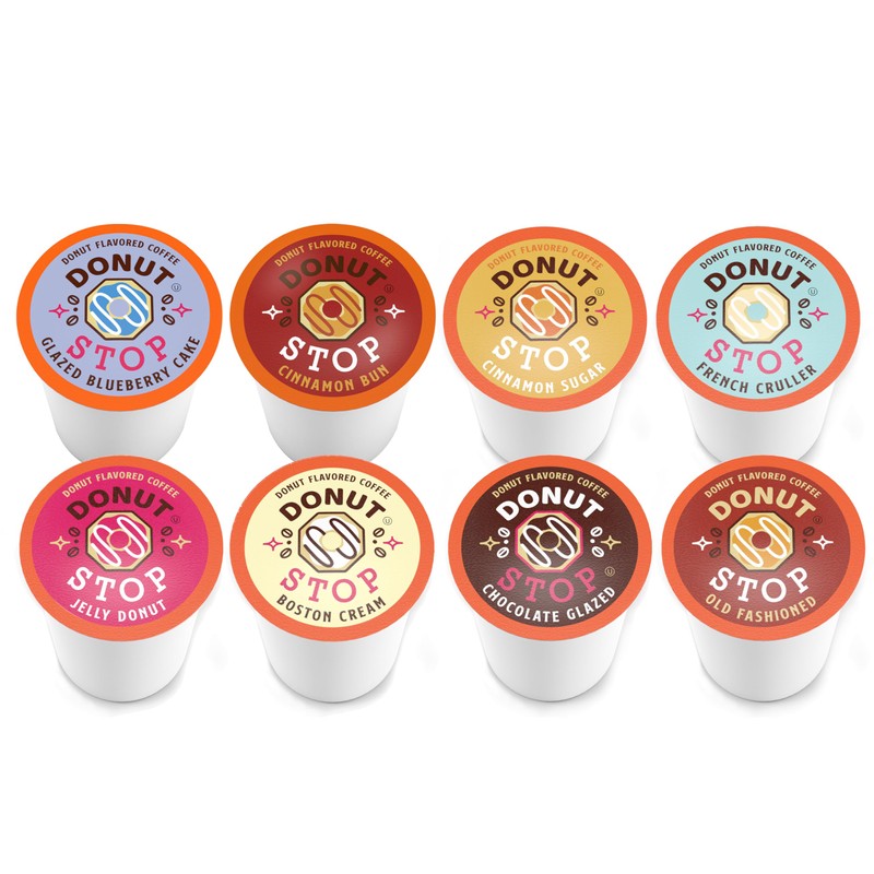 Donut Stop Flavored Coffee Pods, Compatible with 2.0 K-Cup Brewers,