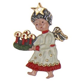 Kuhn Angel with Advent Wreath- German Pewter - Christmas Ornament