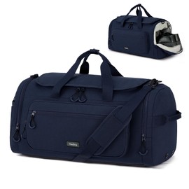 HanTrip Large Travel Duffle Gym Bag with Shoe Compartment, Underseat Carry On Luggage Overnight Weekender Personal Item Workout Bags for Women Men (Navy Blue)