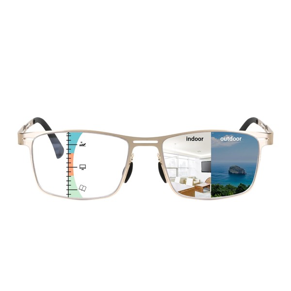 K.LAVER Photochromic Progressive Reading Glasses Multifocus Anti-blue Light Men's Computer