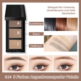 Eyebrow Colour Palette - 3 Colours Waterproof Dark Brown Eyebrow Powder Palette with 2 Brushes - Sweatproof Long Lasting Fine Powder Eyebrow Colour Powder Makeup
