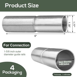 4 Pack Chain Link Fence Top Rail Sleeve - 1-5/8" Outer Diameter Connector, Zinc-Plated Repair Kit for Broken Rails - Industrial Strength