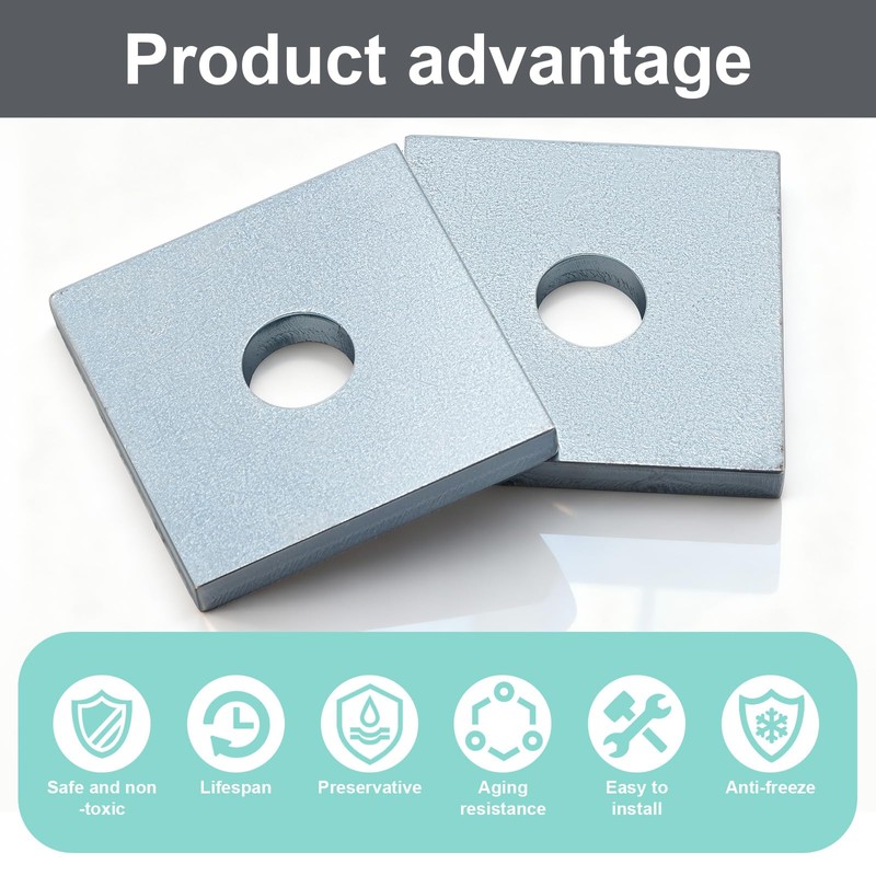 Yaocom Galvanized Square Washers Plate,3/8" Id, 1.61x 1.61,40 Pcs