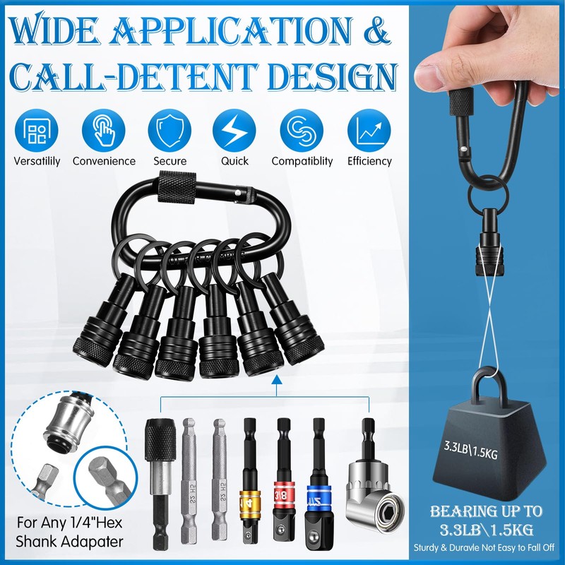 Threlaco 14 Pcs Upgraded Drill Bit Holder Keychains 1/4 Inch