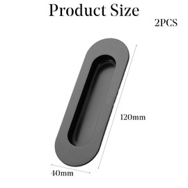RLMVGBX 2 Pack Sliding Door Handles, Black Stainless Steel Cabinet Drawer Knob, Flush Finger Recessed Door Handles, for Wardrobe Dresser Cupboard Kitchen Closet Door