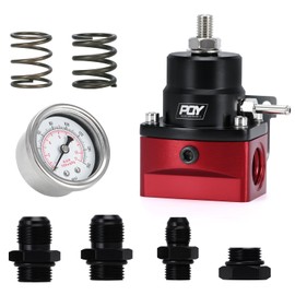 PQY Adjustable EFI Fuel Pressure Regulator Kit 3-70PSI with AN8 Feed Port and AN6 Return Port (red+black)