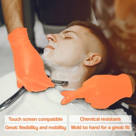 L3VEL3 Orange Nitrile Gloves - Delivers Outstanding Protection - Puncture and Chemical Resistant - Touchscreen Compatible - Made of Synthetic Rubber - Provides Optimal Flexibility - Size XL - 100 pc
