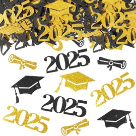 Graduation Decorations, Prom Decorations 2025, 100 PCS Black & Gold Confetti Graduation Table Decorations, Glitter Sprinkles Confetti, Prom Decorations for Prom Party Home College School