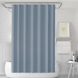 LUKDUNG 180 x 180 cm Bath Curtain, Shower Curtain, Anti-Mould in Bathroom, Curtain for Bathtub, Shower, Made of Fabric, Waterproof, Washable, Washable PEVA Shower Curtain with 12 Shower Curtain Rings,