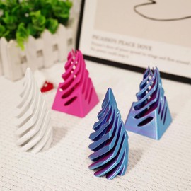 Impossible Pyramid Passthrough Sculpture Spiral Cone Fidget Toy Impossible Cone Anxiety Relief Toy Pass Through Pyramid Fidget Toy Vortex Thread Illusion Infinity Spiral Tree Desk Toy (Light Blue)