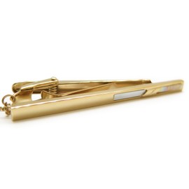 DAKS Gold White Butterfly Tie Bar Tie Clip, Brass, No Gemstone