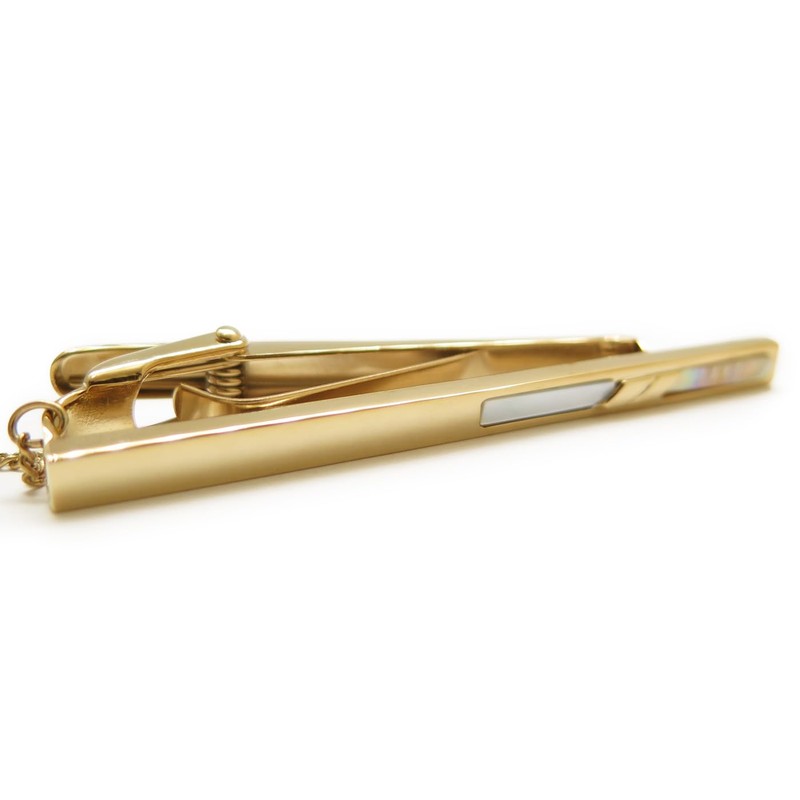 DAKS Gold White Butterfly Tie Bar Tie Clip, Brass, No