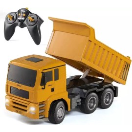 Top Race Dump Truck Toy 1:18 Scale 6 Channel Remote Control Headlights Fully Functional