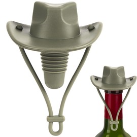 JANKOW Cowboy Hat Silicone Wine Stopper, Funny Hat Shaped Wine Stoppers, Cute Kitchen Gadgets Gifts for Wine Lover (1 Pack/Green)