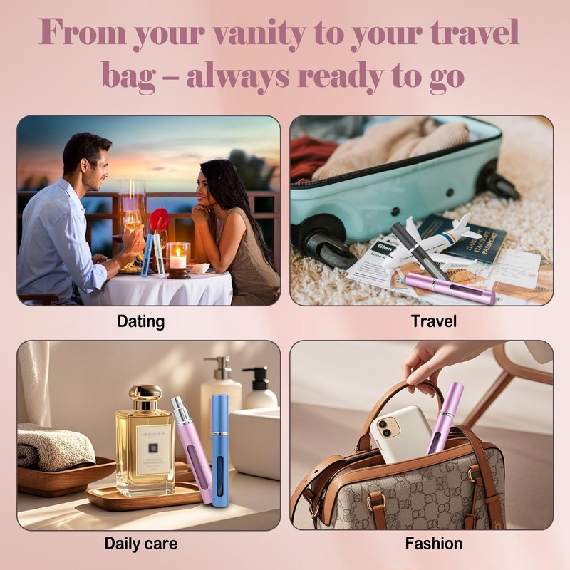 4PCS Perfume Atomizer Refillable Perfume Bottle Travel, Mini Spray Bottle