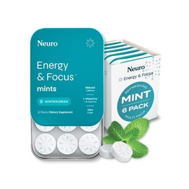 NEW Neuro Energy Caffeine Mints (72 Pieces) - Sugar-Free Nootropic Mints for Energy & Focus with L-theanine, Natural Caffeine, Vitamin B12 & Vitamin B6 - Wintergreen Flavor