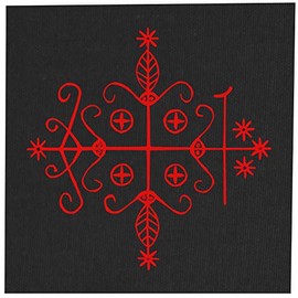 Papa Legba Voodoo Veve Canvas Print or Back Patch - Gothic Metal Occult Punk Skeleton Wicca Pentagram Demonic Dragon Demon Evil Goat Mendes Skull Goat's Head Satan Satanic Devil Baphomet Inverted