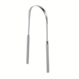 Stainless Steel Tongue Scraper Set for Fresh Breath - Odorless Oral Care Tool Kit with Gift Box - Color: U-shaped tongue