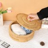 IGNPION Rattan Storage Basket with lid Table Decorative Wicker Storage
