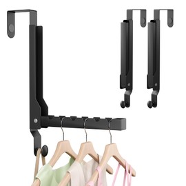 WLCSNG 2 Pack Over The Door Hanger Foldable Over The Door Hooks Black Small Portable，Rust-Resistant Overdoor Hanger Hook for Bathroom (Towel Rack) &Laundry (Clothes Drying Rack)
