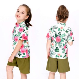Teddy Kids392 Rash Guard, Kids, Boys, Girls, Short Sleeve, Amphibious, Sunburn Protection, hibiscus