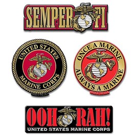 U.S. Marine Corps Magnet Set by Classic Magnets, 4-Piece Set, Collectible Souvenirs Made in The USA