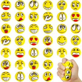 40 Pcs Face Stress Balls,Mini 2" Funny Face Squeeze Balls,Stress Relief Foam Balls for Classroom,Coworkers,Gifts,Kids,Party Favors,Present Fillers