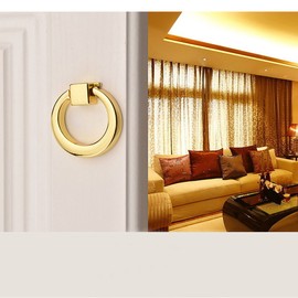 Eforlike 10 Pcs European Style Ring Pull Handles Knobs for Cabinet Drawer Dresser Cupboard Wardrobe (Gold)