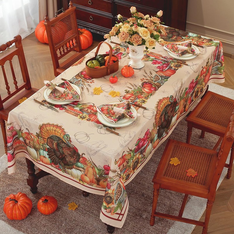 Larponder - Mantel de otoño de 60 x 102 pulgadas,