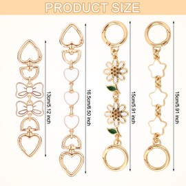 4pcs Bag Extender Chain, Stylish Purse Strap Extender Bow Flower Star Heart Wallet Extender Chain Purse Chain Strap Replacement Bag Charm for Purse Handbag Making