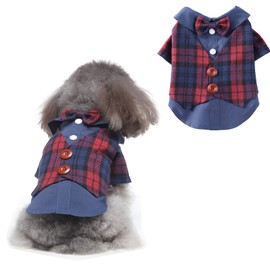 BT Bear Small Dog Tuxedo, Dogs Wedding Suit Puppy Formal Shirt, Dog Suit Formal Tuxedo with Black Bow Tie Cats Small Medium Dogs Outfit for Party Birthday Festiva,Red S