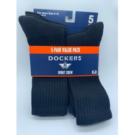 DOCKERS NEW 5 PAIR PACK DOCKERS SMART 360 FLEX MENS SPORT CREW SOCKS BLACK SIZE 6-12